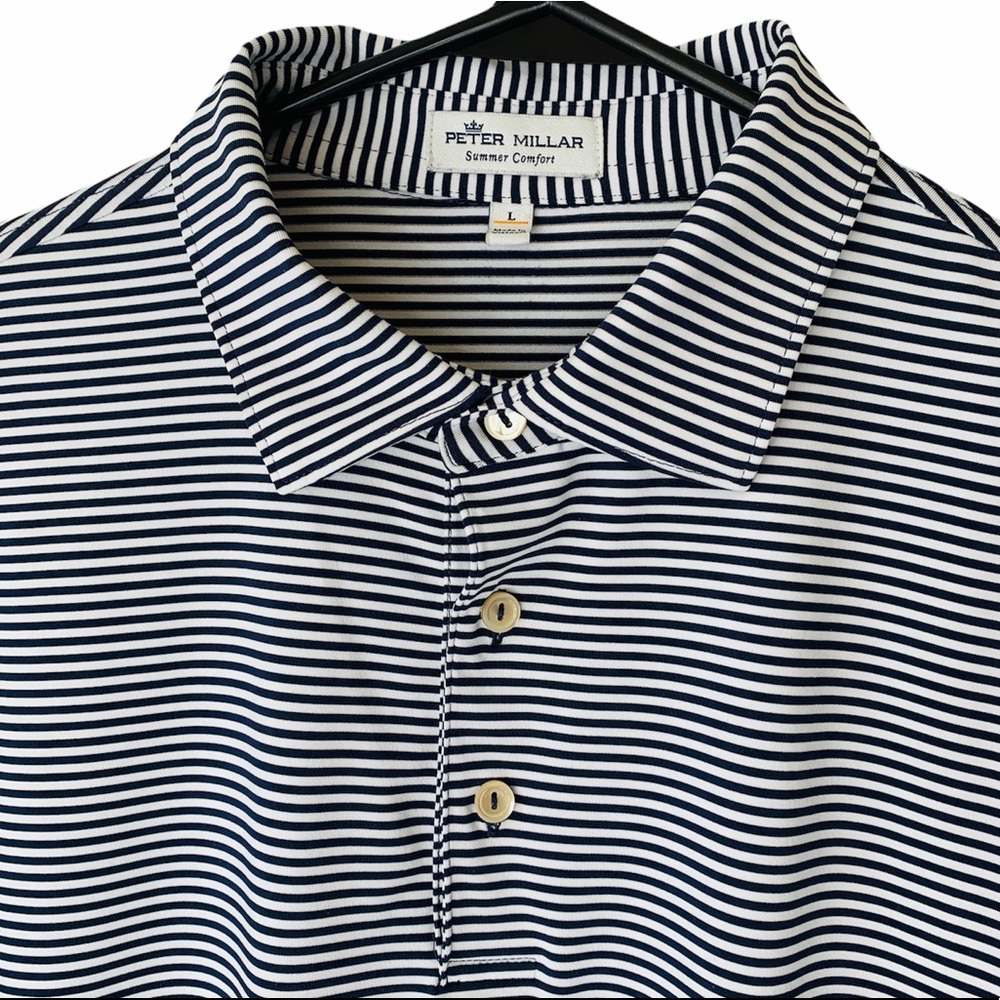 PETER MILLAR Men’s Large Polo Shirt Striped - Picture 3 of 12